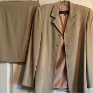Alex Garfield Jacket/Skirt Taupe Linen Ribbed Style 4P